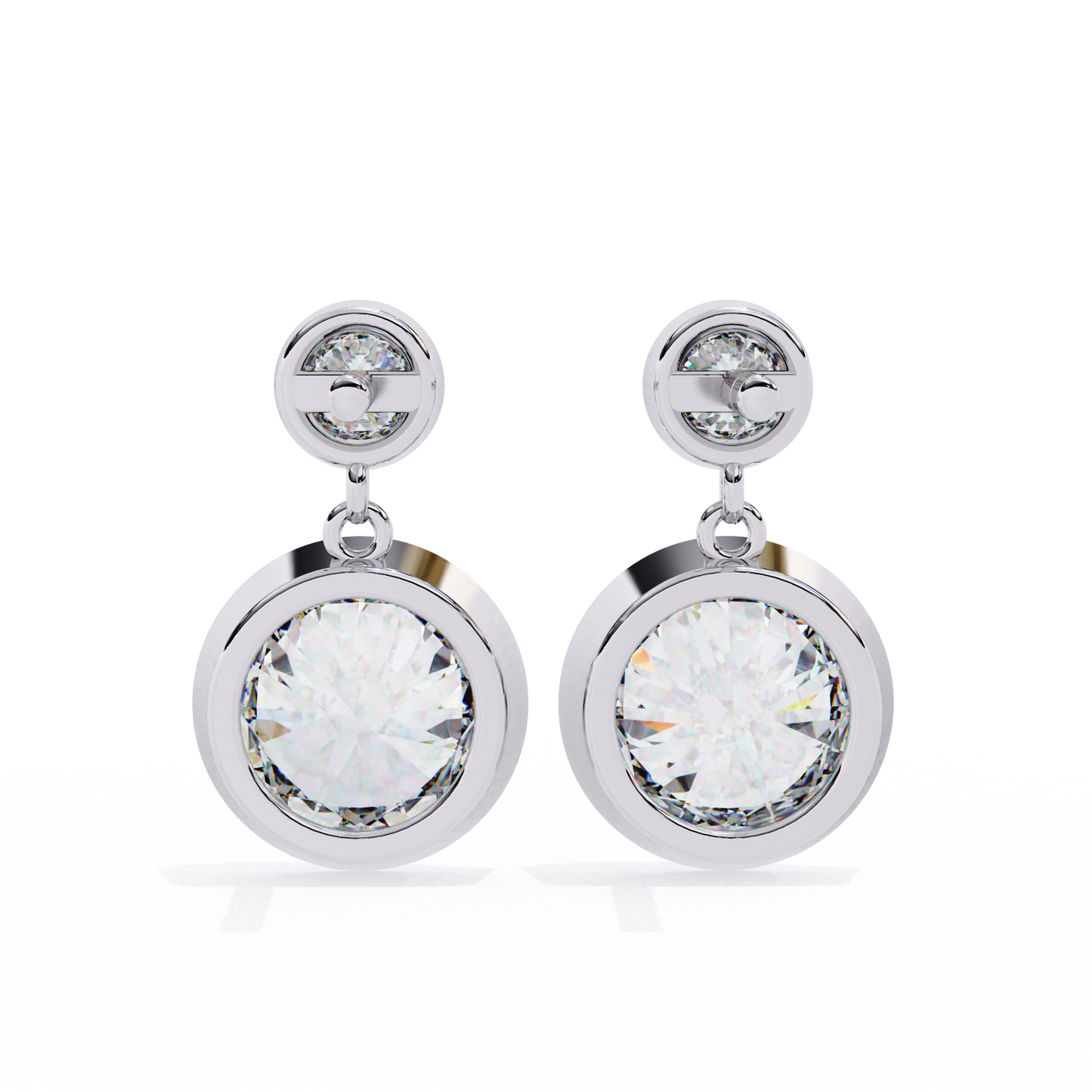 1.83Ct Round Cut Top Grade Diamond Bezel Set Unique Dainty Minimalist Solitaire Drop Party Wear Earring Gift For Her - HIGHCARAT DIAMONDS