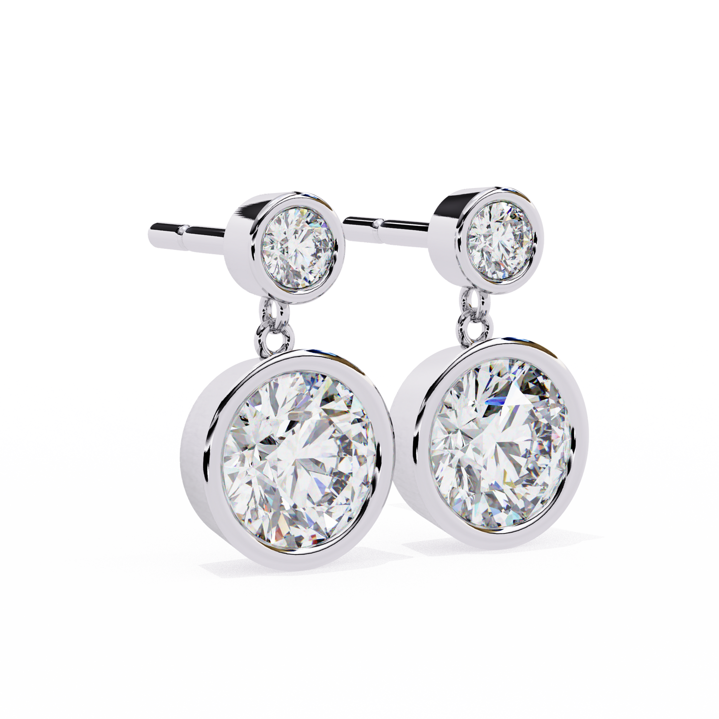 1.83Ct Round Cut Top Grade Diamond Bezel Set Unique Dainty Minimalist Solitaire Drop Party Wear Earring Gift For Her - HIGHCARAT DIAMONDS