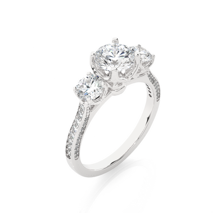 1.90 CT Round Cut Lab Grown Diamond  14K Solid  White Gold Proposal Ring For Her
