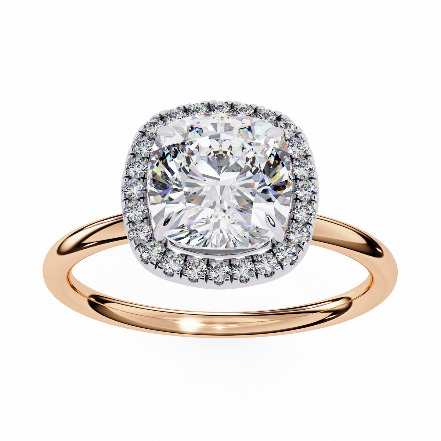 1.91 CT Cushion and Round Cut Lab grown Diamond Halo Vintage Promise Ring