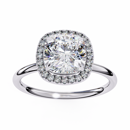 1.91 CT Cushion and Round Cut Lab grown Diamond Halo Vintage Promise Ring - HIGHCARAT DIAMONDS