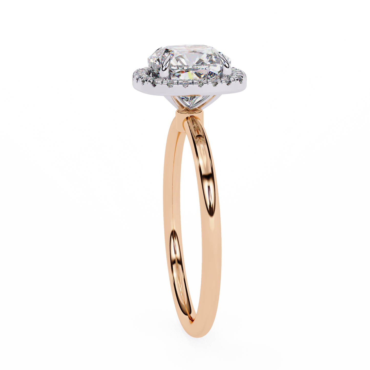 1.91 CT Cushion and Round Cut Lab grown Diamond Halo Vintage Promise Ring - HIGHCARAT DIAMONDS