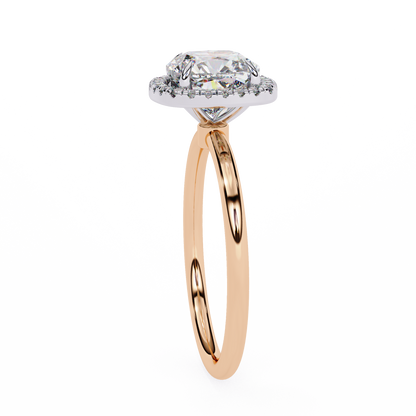 1.91 CT Cushion and Round Cut Lab grown Diamond Halo Vintage Promise Ring - HIGHCARAT DIAMONDS