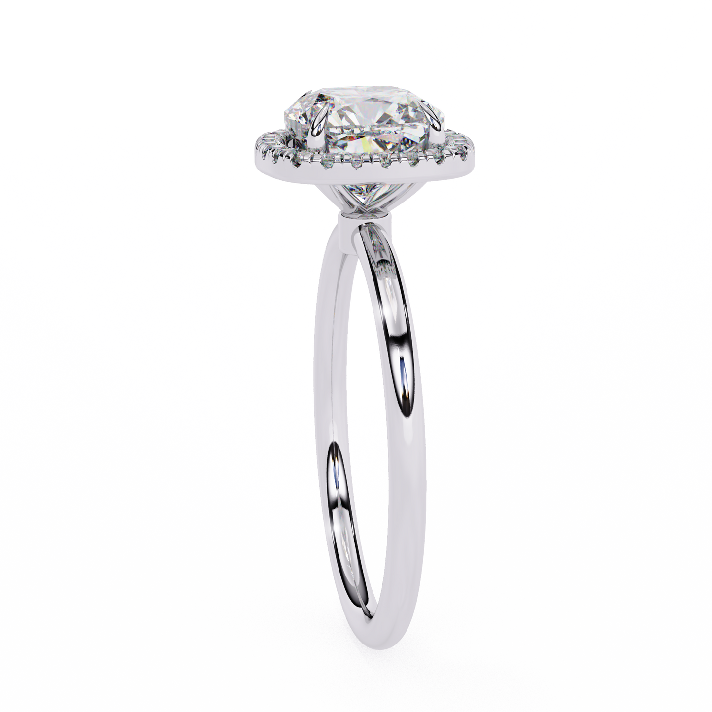 1.91 CT Cushion and Round Cut Lab grown Diamond Halo Vintage Promise Ring - HIGHCARAT DIAMONDS