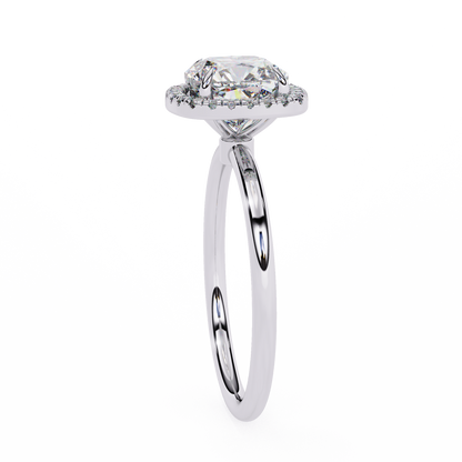 1.91 CT Cushion and Round Cut Lab grown Diamond Halo Vintage Promise Ring - HIGHCARAT DIAMONDS