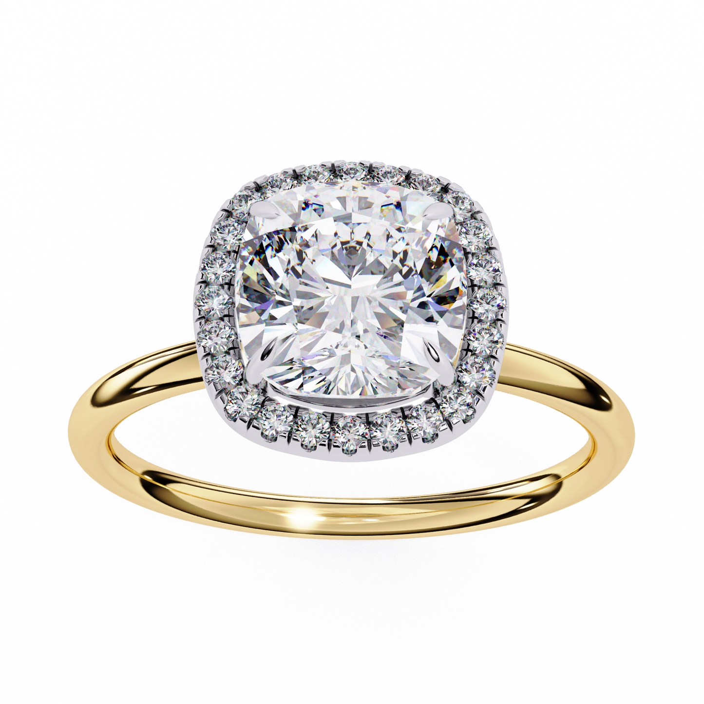 1.91 CT Cushion and Round Cut Lab grown Diamond Halo Vintage Promise Ring - HIGHCARAT DIAMONDS