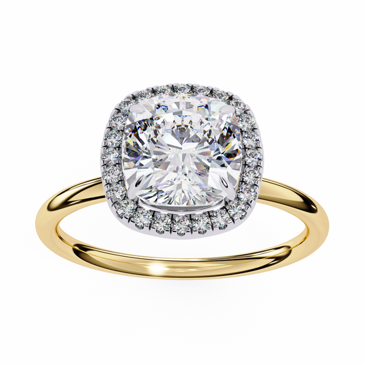 1.91 CT Cushion and Round Cut Lab grown Diamond Halo Vintage Promise Ring - HIGHCARAT DIAMONDS