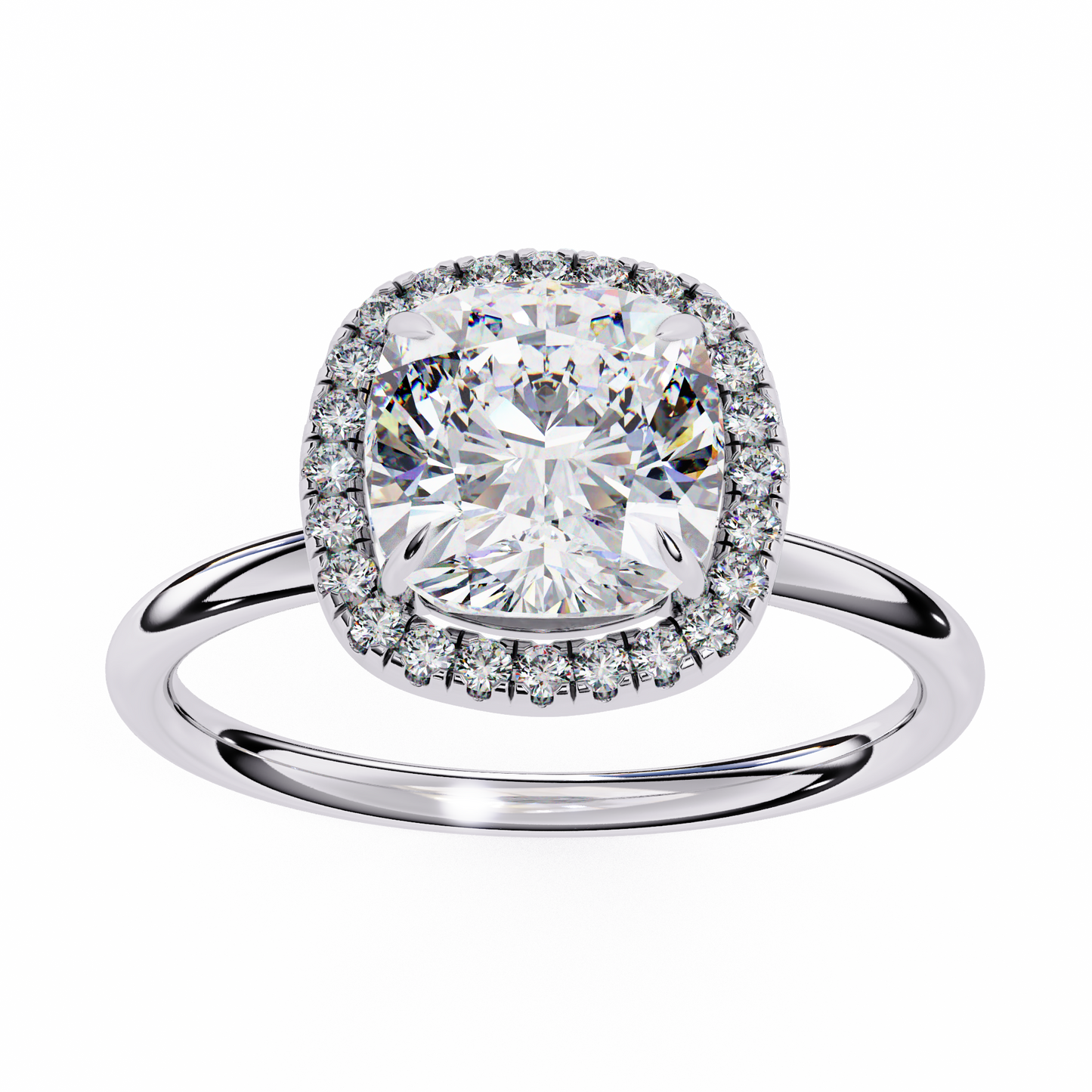 1.91 CT Cushion and Round Cut Lab grown Diamond Halo Vintage Promise Ring - HIGHCARAT DIAMONDS