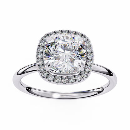 1.91 CT Cushion and Round Cut Lab grown Diamond Halo Vintage Promise Ring - HIGHCARAT DIAMONDS