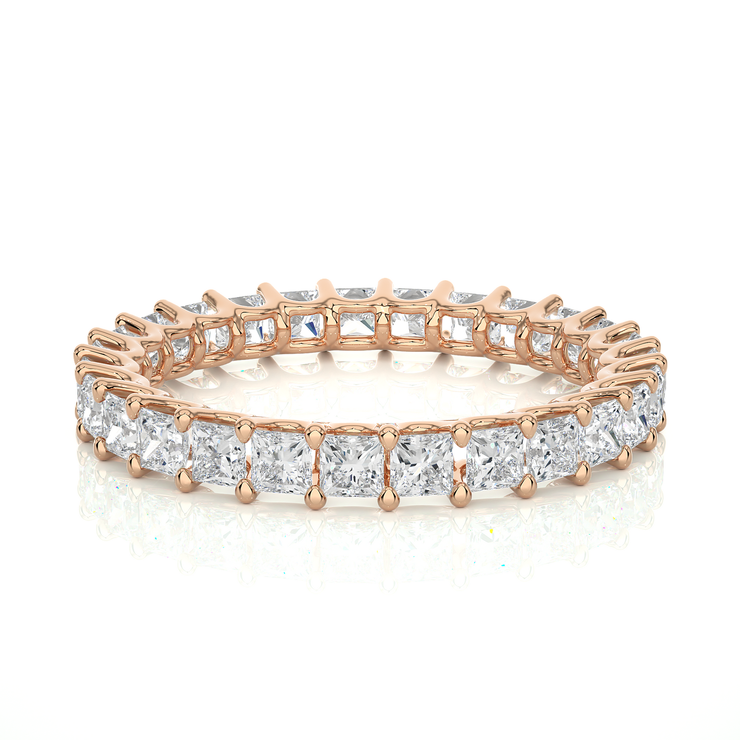 1.93 Ct Princess Cut Lab Grown Diamond 14k Solid Rose Gold Anniversary Full Eternity Band Ring For Her - HIGHCARAT DIAMONDS