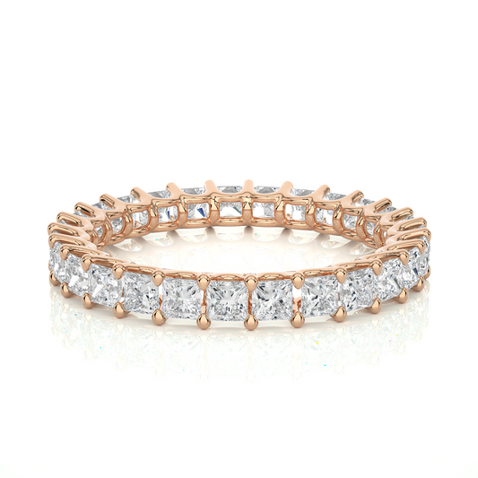 1.93 Ct Princess Cut Lab Grown Diamond 14k Solid Rose Gold Anniversary Full Eternity Band Ring For Her - HIGHCARAT DIAMONDS