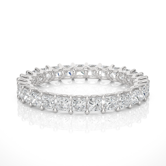1.93 Ct Princess Cut Lab Grown Diamond 14k Solid Rose Gold Anniversary Full Eternity Band Ring For Her - HIGHCARAT DIAMONDS