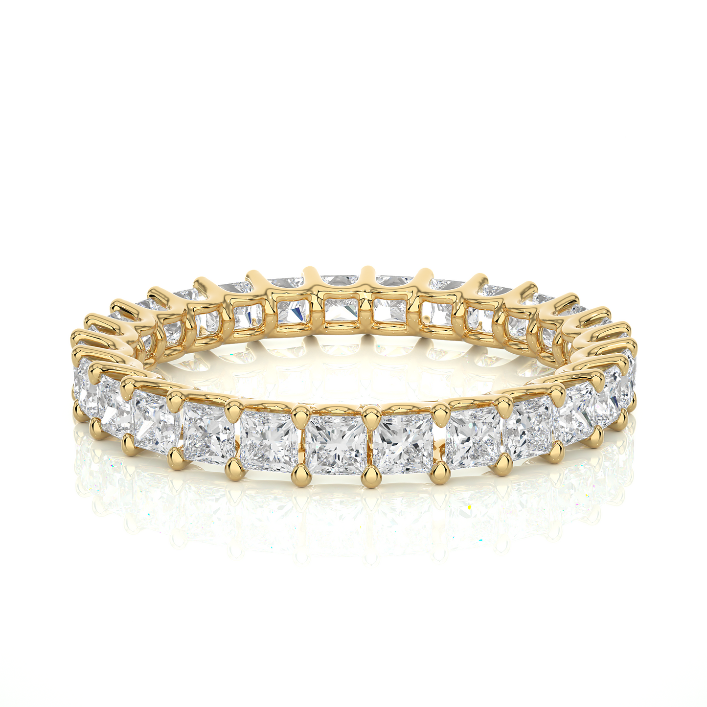 1.93 Ct Princess Cut Lab Grown Diamond 14k Solid Rose Gold Anniversary Full Eternity Band Ring For Her - HIGHCARAT DIAMONDS