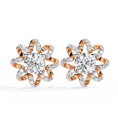 Dainty Flower Shape 1.93Ct Round Cut Lab Grown Diamond Antique Elegant Handmade Stud Earring For Women's - HIGHCARAT DIAMONDS