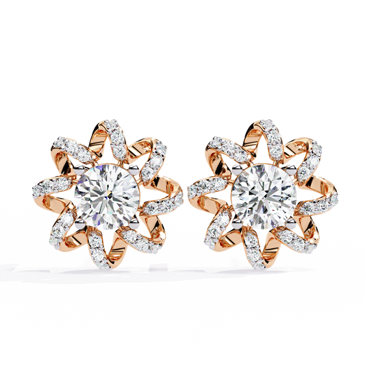 Dainty Flower Shape 1.93Ct Round Cut Lab Grown Diamond Antique Elegant Handmade Stud Earring For Women's - HIGHCARAT DIAMONDS