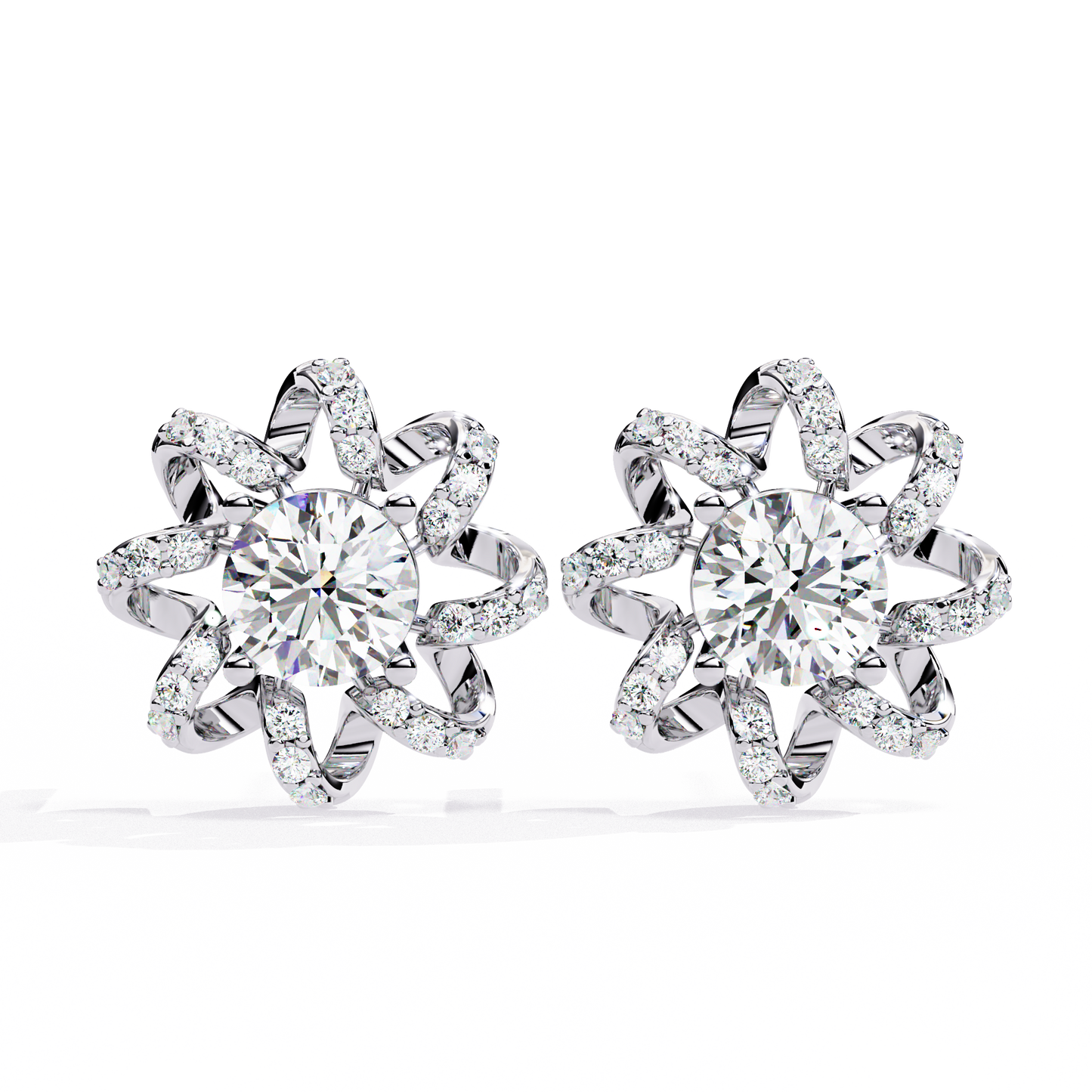 Dainty Flower Shape 1.93Ct Round Cut Lab Grown Diamond Antique Elegant Handmade Stud Earring For Women's - HIGHCARAT DIAMONDS