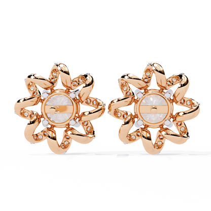 Dainty Flower Shape 1.93Ct Round Cut Lab Grown Diamond Antique Elegant Handmade Stud Earring For Women's - HIGHCARAT DIAMONDS