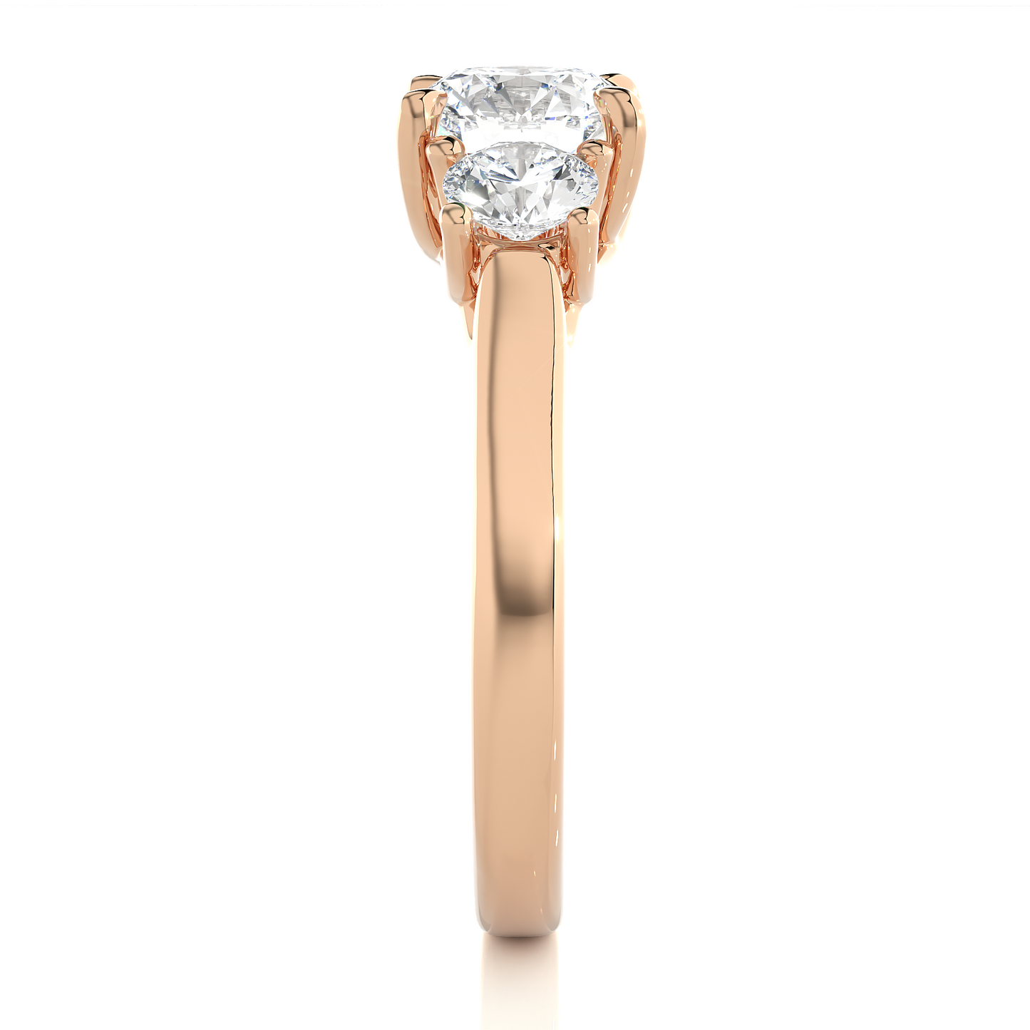 1.95 Ct Three Stone Round Cut Lab grown Engagement Ring  14K Gold Wedding Ring - HIGHCARAT DIAMONDS