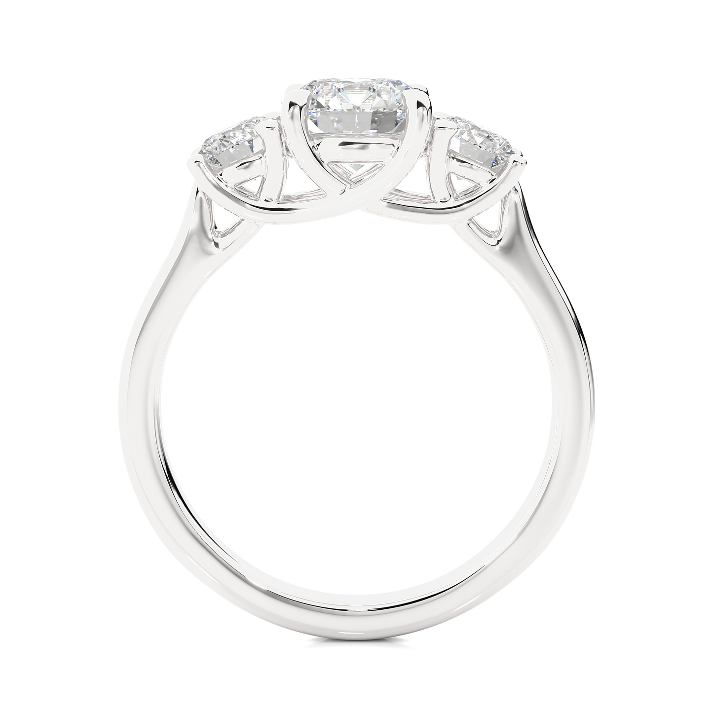 1.95 Ct Three Stone Round Cut Lab grown Engagement Ring  14K Gold Wedding Ring - HIGHCARAT DIAMONDS
