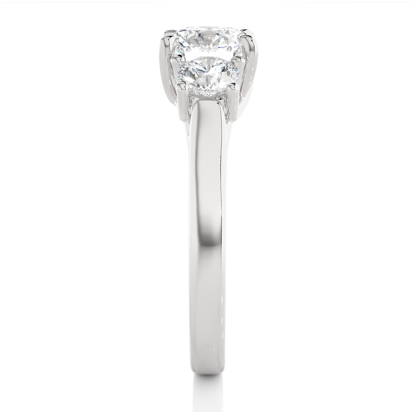 1.95 Ct Three Stone Round Cut Lab grown Engagement Ring  14K Gold Wedding Ring - HIGHCARAT DIAMONDS