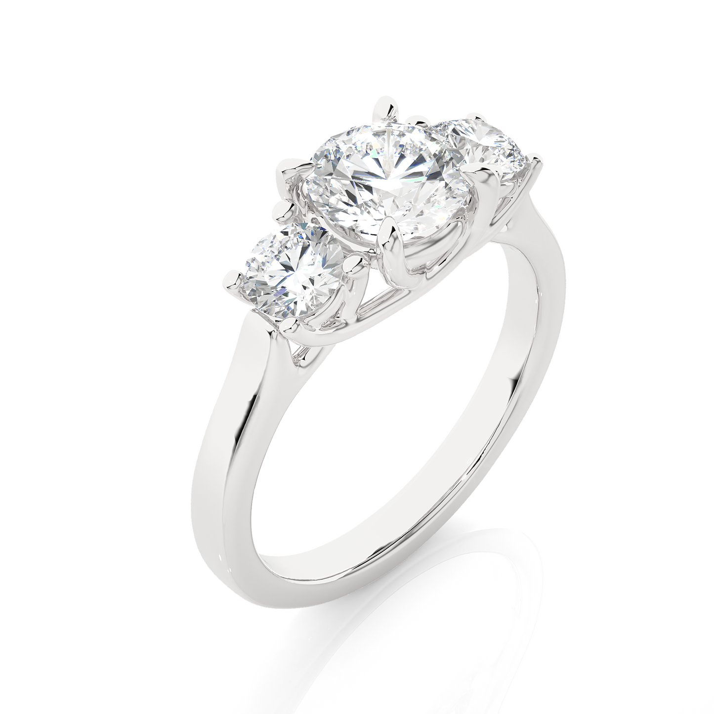 1.95 Ct Three Stone Round Cut Lab grown Engagement Ring  14K Gold Wedding Ring - HIGHCARAT DIAMONDS