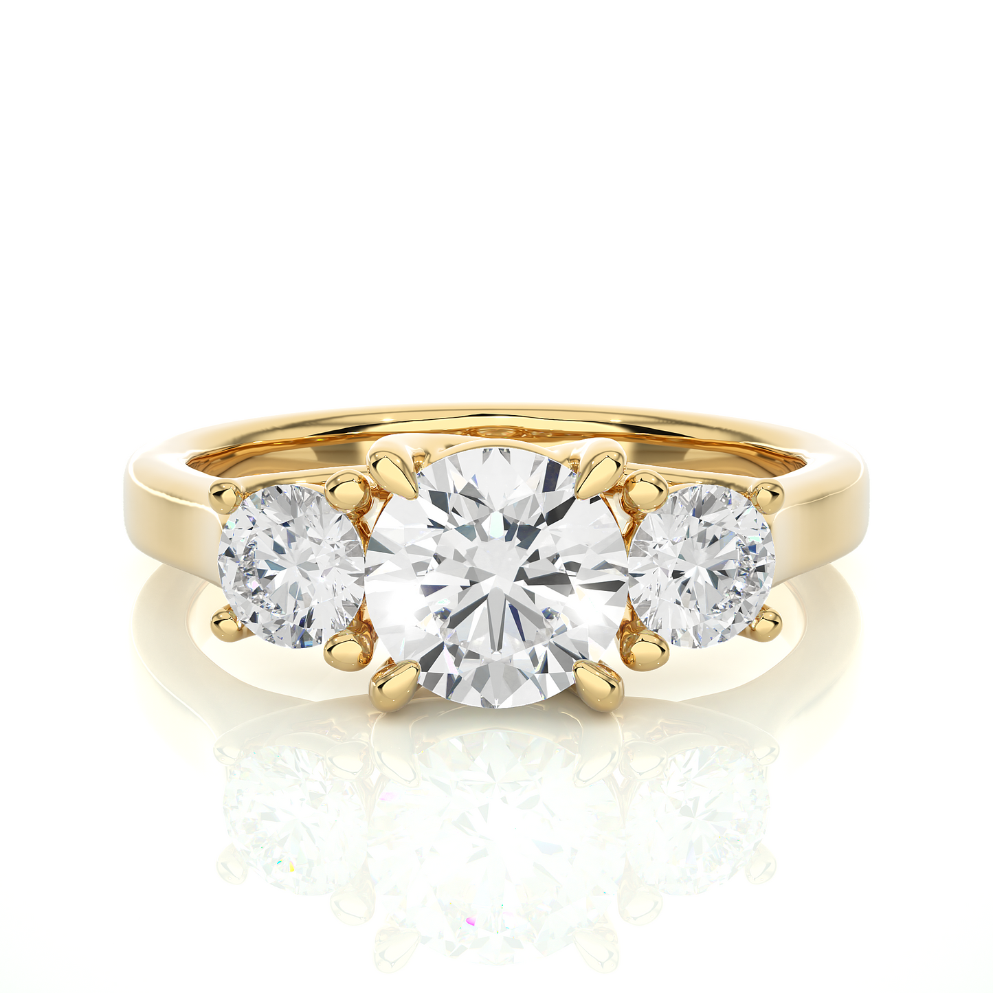 1.95 Ct Three Stone Round Cut Lab grown Engagement Ring  14K Gold Wedding Ring - HIGHCARAT DIAMONDS