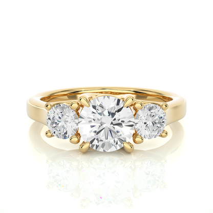 1.95 Ct Three Stone Round Cut Lab grown Engagement Ring  14K Gold Wedding Ring - HIGHCARAT DIAMONDS