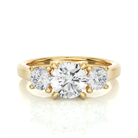 1.95 Ct Three Stone Round Cut Lab grown Engagement Ring  14K Gold Wedding Ring - HIGHCARAT DIAMONDS