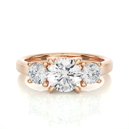 1.95 Ct Three Stone Round Cut Lab grown Engagement Ring  14K Gold Wedding Ring - HIGHCARAT DIAMONDS
