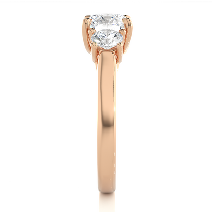 1.95 Ct Three Stone Round Cut Lab grown Engagement Ring  14K Gold Wedding Ring