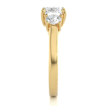 1.95 Ct Three Stone Round Cut Lab grown Engagement Ring  14K Gold Wedding Ring