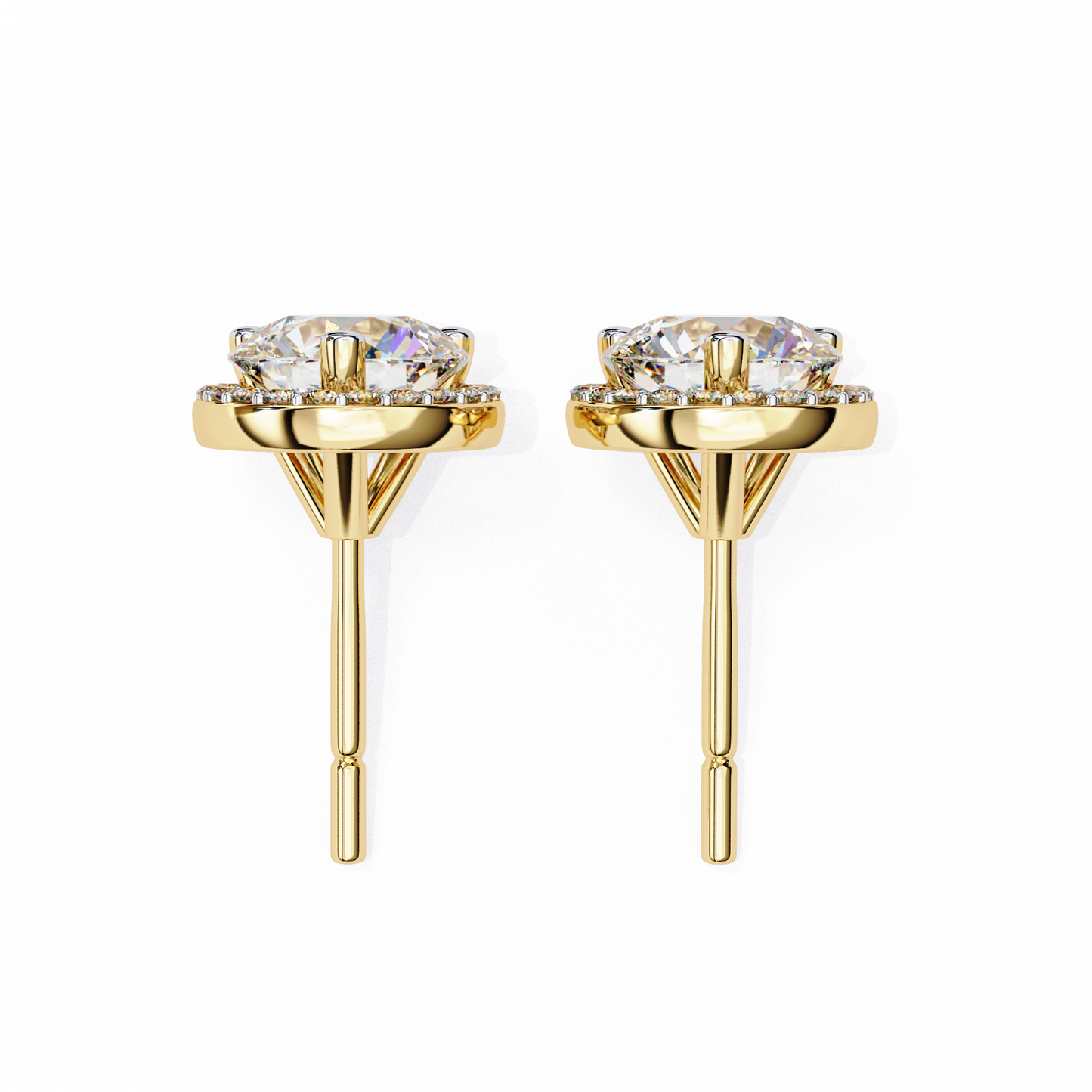 1.95Ct Round Cut Diamond Halo Style Cluster Art Deco Prong Set Dainty Handcrafted Party Wear Stud Earring Gift For Her - HIGHCARAT DIAMONDS