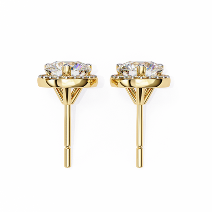 1.95Ct Round Cut Diamond Halo Style Cluster Art Deco Prong Set Dainty Handcrafted Party Wear Stud Earring Gift For Her - HIGHCARAT DIAMONDS