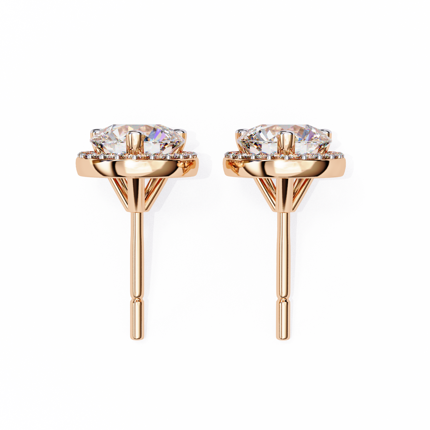 1.95Ct Round Cut Diamond Halo Style Cluster Art Deco Prong Set Dainty Handcrafted Party Wear Stud Earring Gift For Her - HIGHCARAT DIAMONDS
