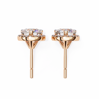 1.95Ct Round Cut Diamond Halo Style Cluster Art Deco Prong Set Dainty Handcrafted Party Wear Stud Earring Gift For Her - HIGHCARAT DIAMONDS