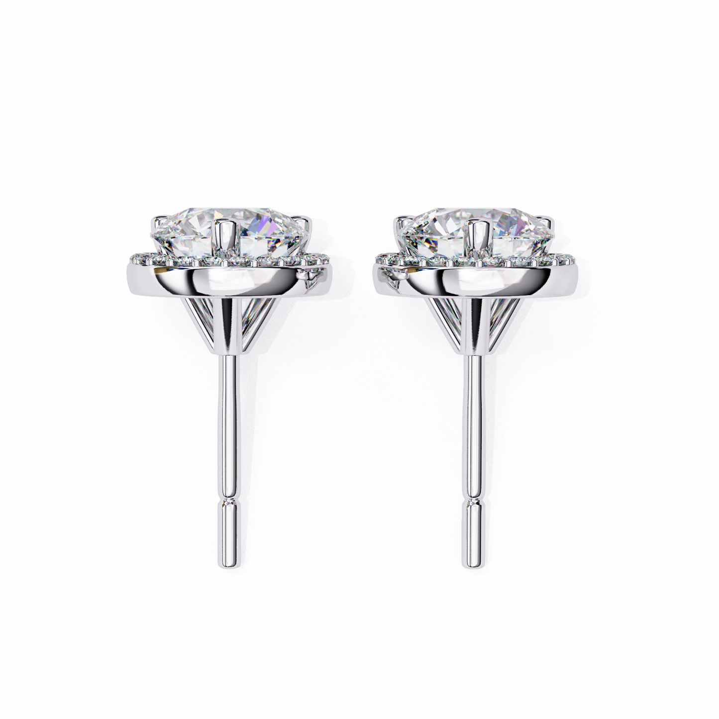 1.95Ct Round Cut Diamond Halo Style Cluster Art Deco Prong Set Dainty Handcrafted Party Wear Stud Earring Gift For Her - HIGHCARAT DIAMONDS