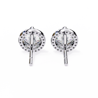 1.95Ct Round Cut Diamond Halo Style Cluster Art Deco Prong Set Dainty Handcrafted Party Wear Stud Earring Gift For Her - HIGHCARAT DIAMONDS