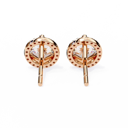 1.95Ct Round Cut Diamond Halo Style Cluster Art Deco Prong Set Dainty Handcrafted Party Wear Stud Earring Gift For Her - HIGHCARAT DIAMONDS