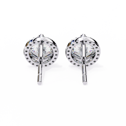 1.95Ct Round Cut Diamond Halo Style Cluster Art Deco Prong Set Dainty Handcrafted Party Wear Stud Earring Gift For Her - HIGHCARAT DIAMONDS