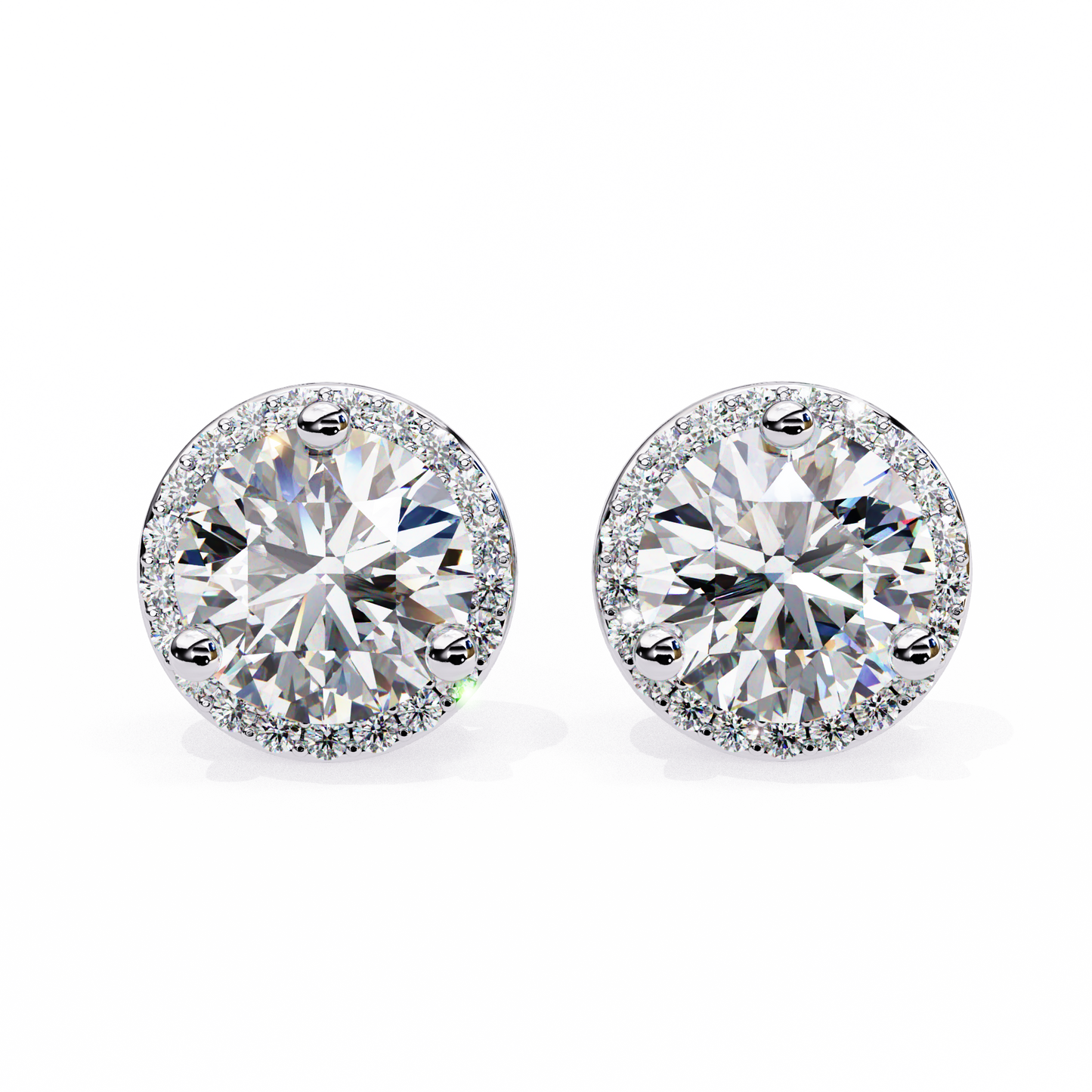 1.95Ct Round Cut Diamond Halo Style Cluster Art Deco Prong Set Dainty Handcrafted Party Wear Stud Earring Gift For Her - HIGHCARAT DIAMONDS
