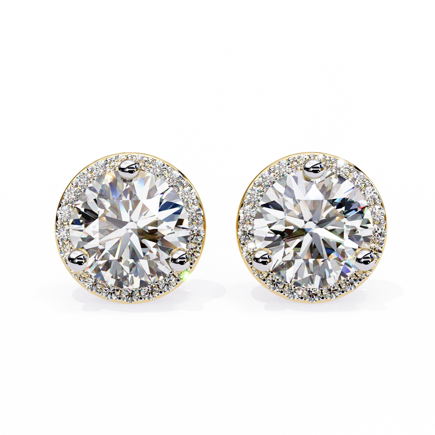 1.95Ct Round Cut Diamond Halo Style Cluster Art Deco Prong Set Dainty Handcrafted Party Wear Stud Earring Gift For Her - HIGHCARAT DIAMONDS