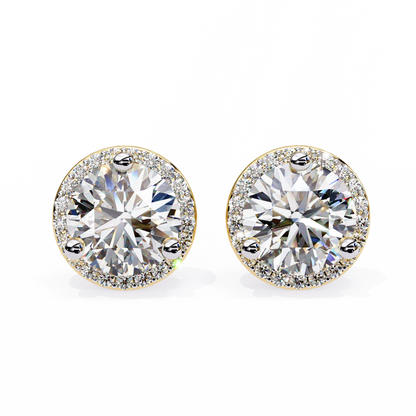 1.95Ct Round Cut Diamond Halo Style Cluster Art Deco Prong Set Dainty Handcrafted Party Wear Stud Earring Gift For Her - HIGHCARAT DIAMONDS