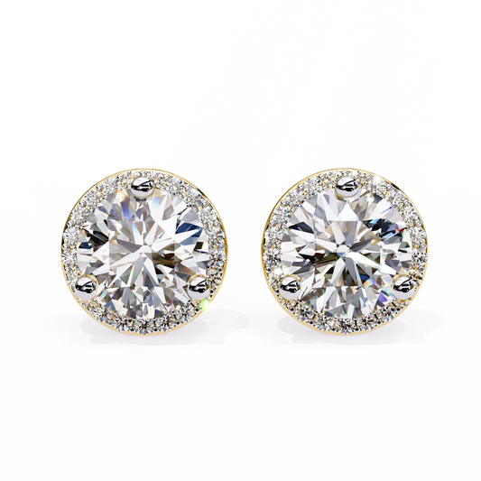 1.95Ct Round Cut Diamond Halo Style Cluster Art Deco Prong Set Dainty Handcrafted Party Wear Stud Earring Gift For Her - HIGHCARAT DIAMONDS