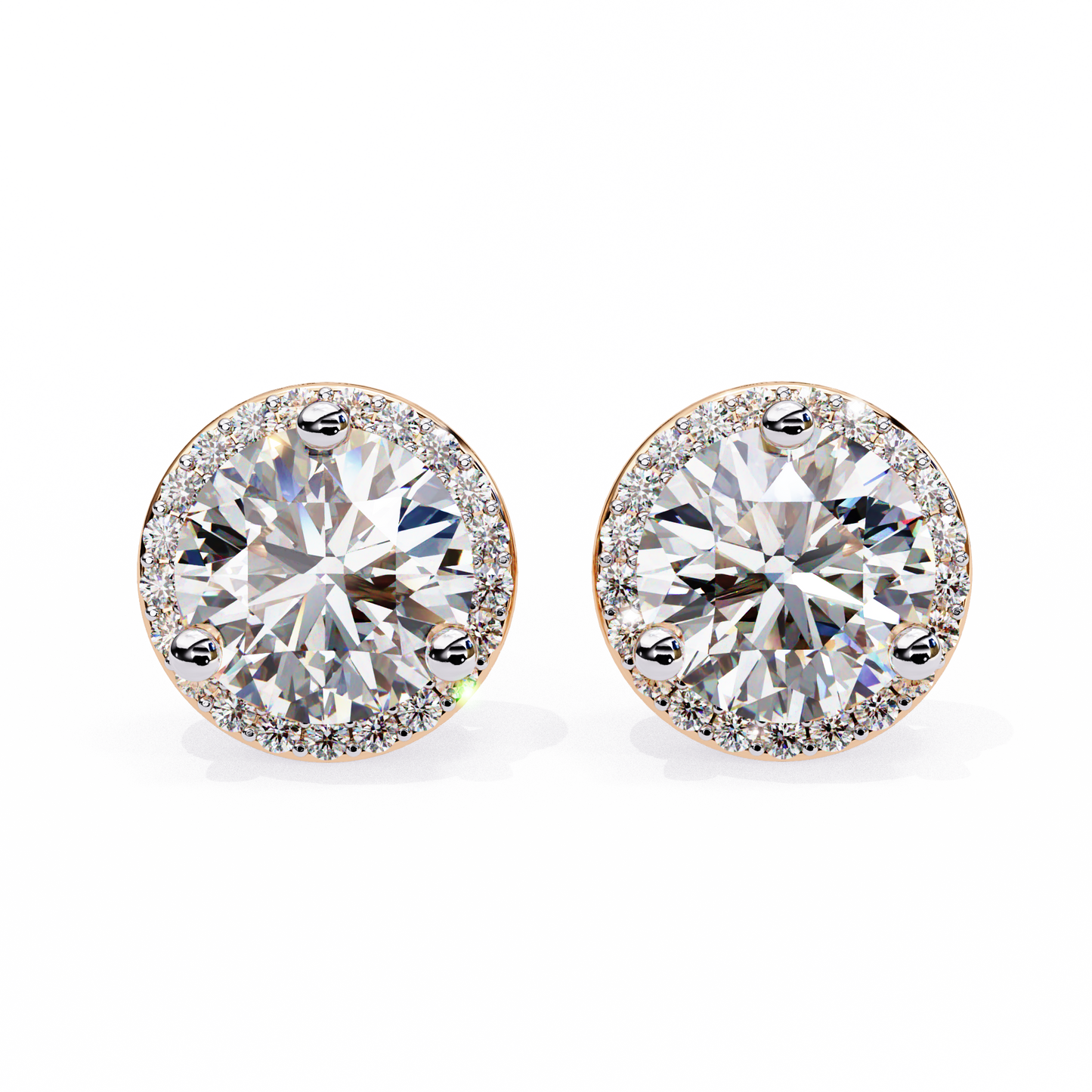 1.95Ct Round Cut Diamond Halo Style Cluster Art Deco Prong Set Dainty Handcrafted Party Wear Stud Earring Gift For Her - HIGHCARAT DIAMONDS