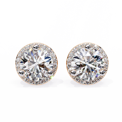 1.95Ct Round Cut Diamond Halo Style Cluster Art Deco Prong Set Dainty Handcrafted Party Wear Stud Earring Gift For Her - HIGHCARAT DIAMONDS
