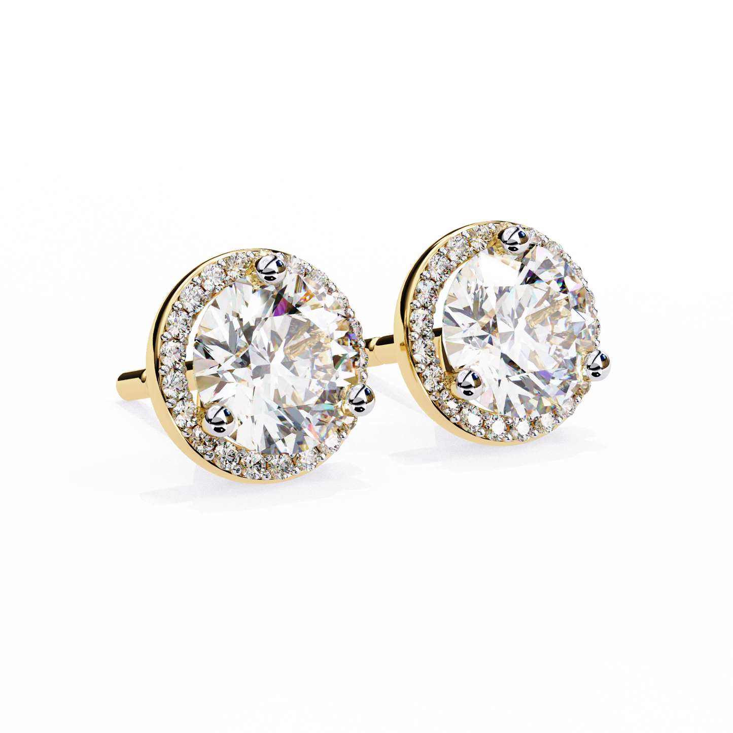 1.95Ct Round Cut Diamond Halo Style Cluster Art Deco Prong Set Dainty Handcrafted Party Wear Stud Earring Gift For Her - HIGHCARAT DIAMONDS