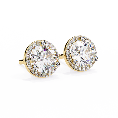 1.95Ct Round Cut Diamond Halo Style Cluster Art Deco Prong Set Dainty Handcrafted Party Wear Stud Earring Gift For Her - HIGHCARAT DIAMONDS