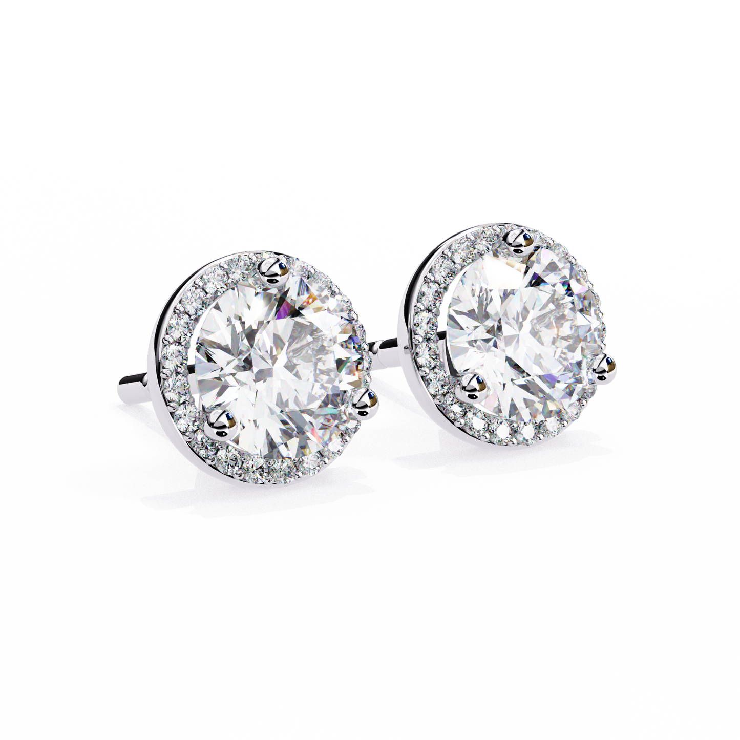 1.95Ct Round Cut Diamond Halo Style Cluster Art Deco Prong Set Dainty Handcrafted Party Wear Stud Earring Gift For Her - HIGHCARAT DIAMONDS