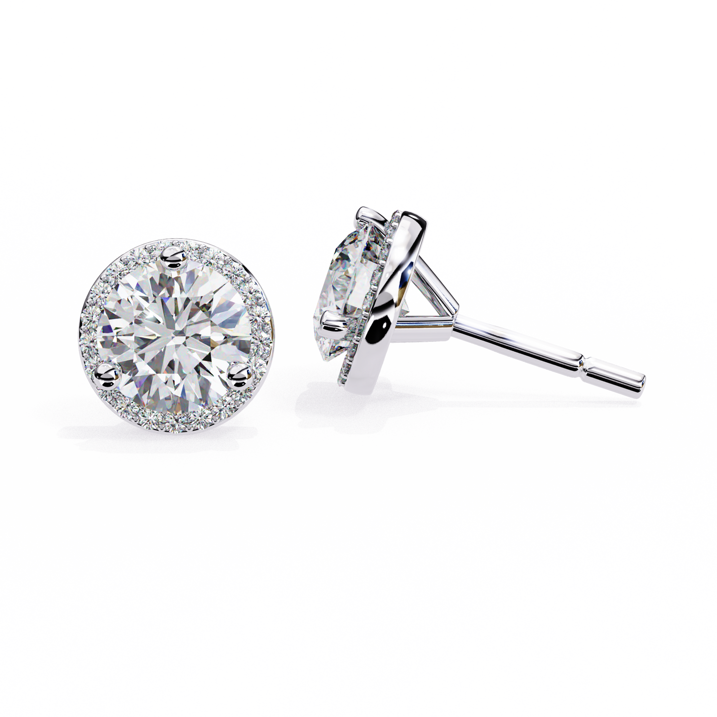1.95Ct Round Cut Diamond Halo Style Cluster Art Deco Prong Set Dainty Handcrafted Party Wear Stud Earring Gift For Her - HIGHCARAT DIAMONDS