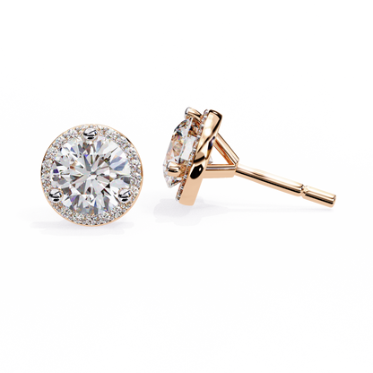 1.95Ct Round Cut Diamond Halo Style Cluster Art Deco Prong Set Dainty Handcrafted Party Wear Stud Earring Gift For Her - HIGHCARAT DIAMONDS